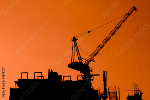 building in progress, orange silhouette