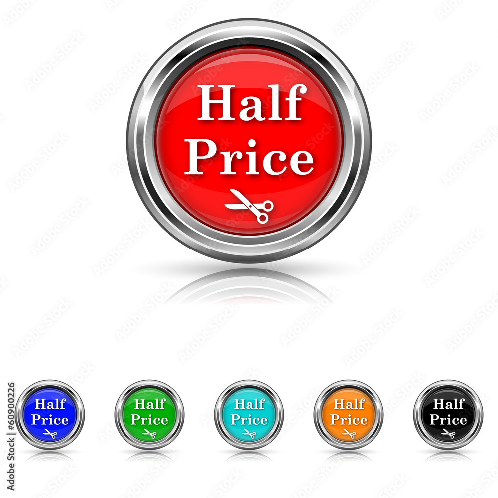 Half price icon - six colours set