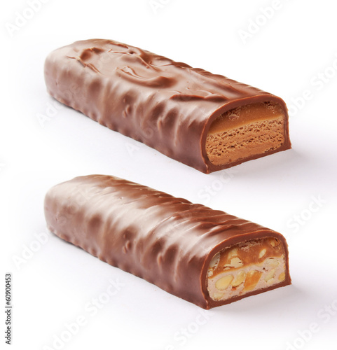Chocolate bar set with clipping path.