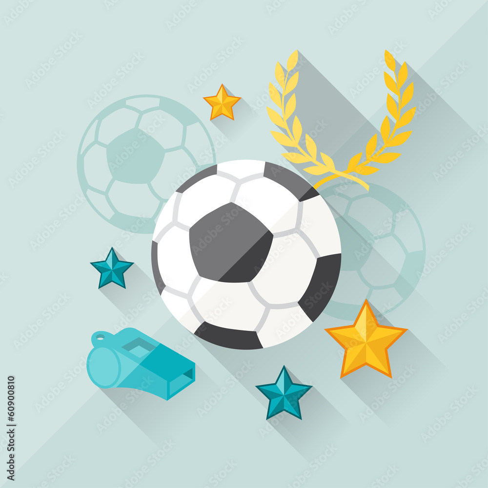Illustration concept of football in flat design style. Illustration concept of football in flat design style.