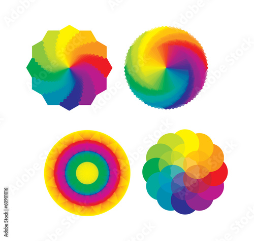 Ensemble d'Icones Roues Couleur / Mandalas / Arc en Ciel