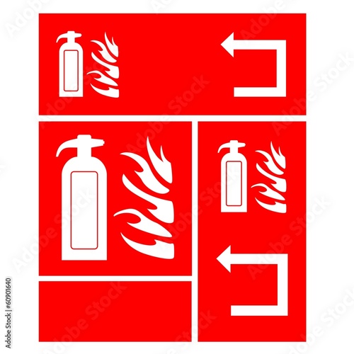 Fire Extinguisher - Red warning sign - vector photo