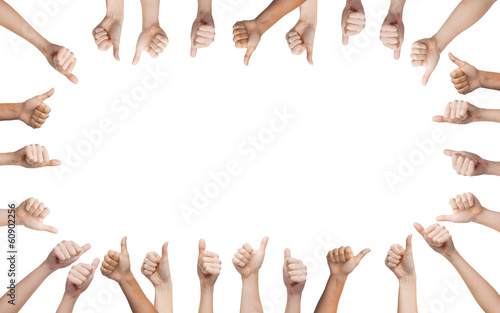human hands showing thumbs up in circle