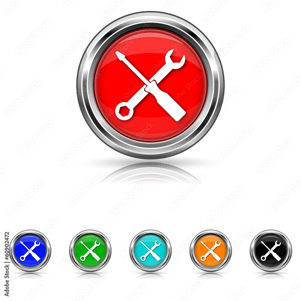 Tools icon - six colours set Tools icon - six colours set