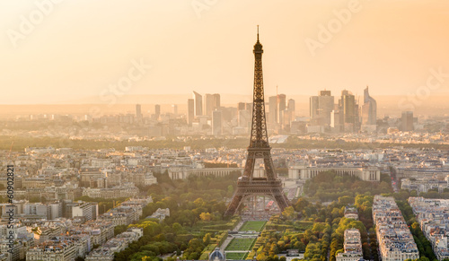Eiffel tower at sunset, Paris, France. Skyline of Paris city in summer. #60902821
