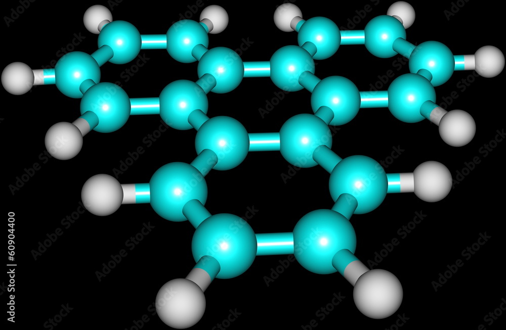Triphenylene molecule structural model on black Triphenylene molecule structural model on black