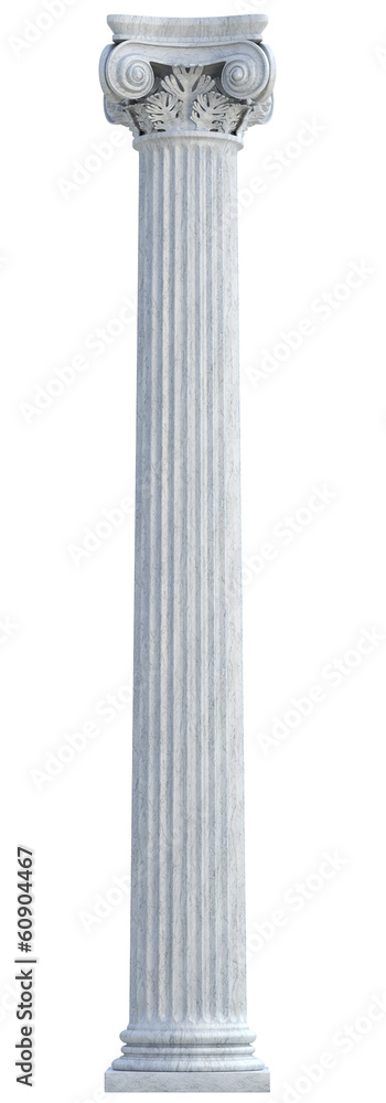 Fototapeta premium Ionic Column isolated on White Background. Clipping path