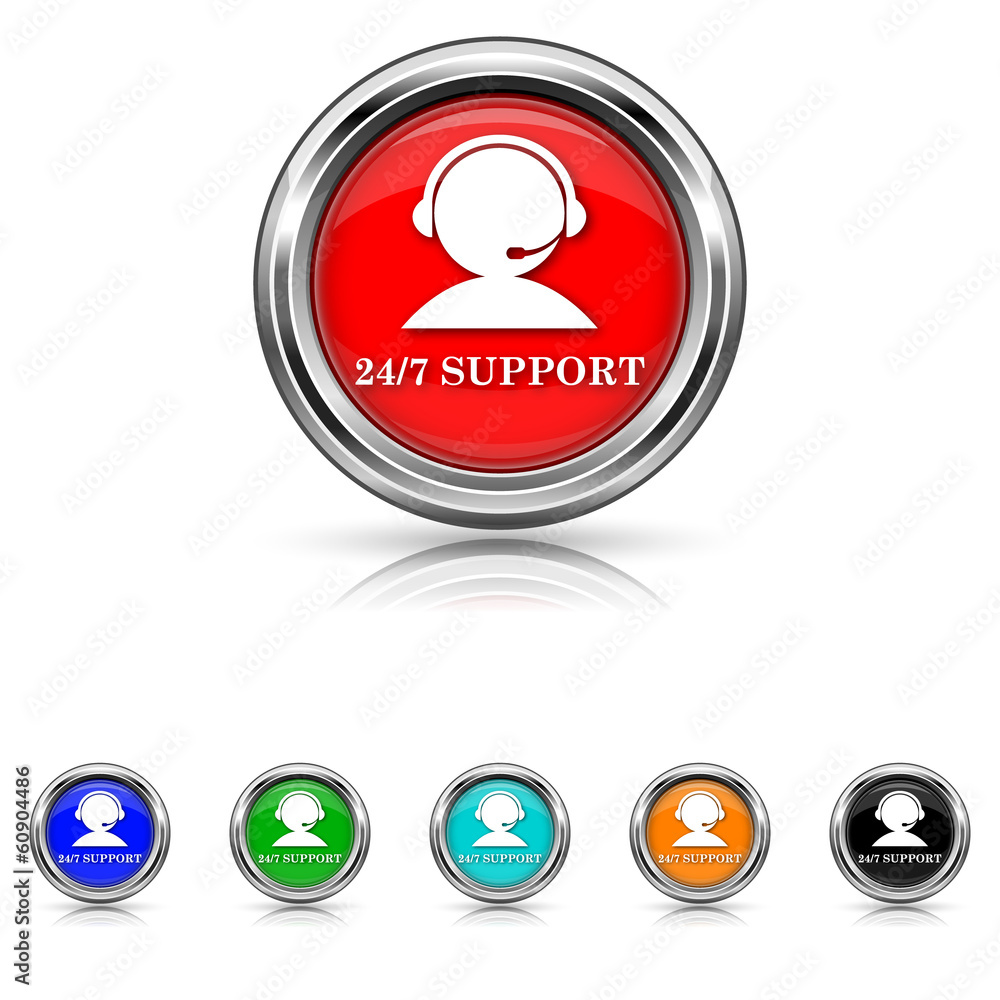 24-7 Support icon - six colours set 24-7 Support icon - six colours set