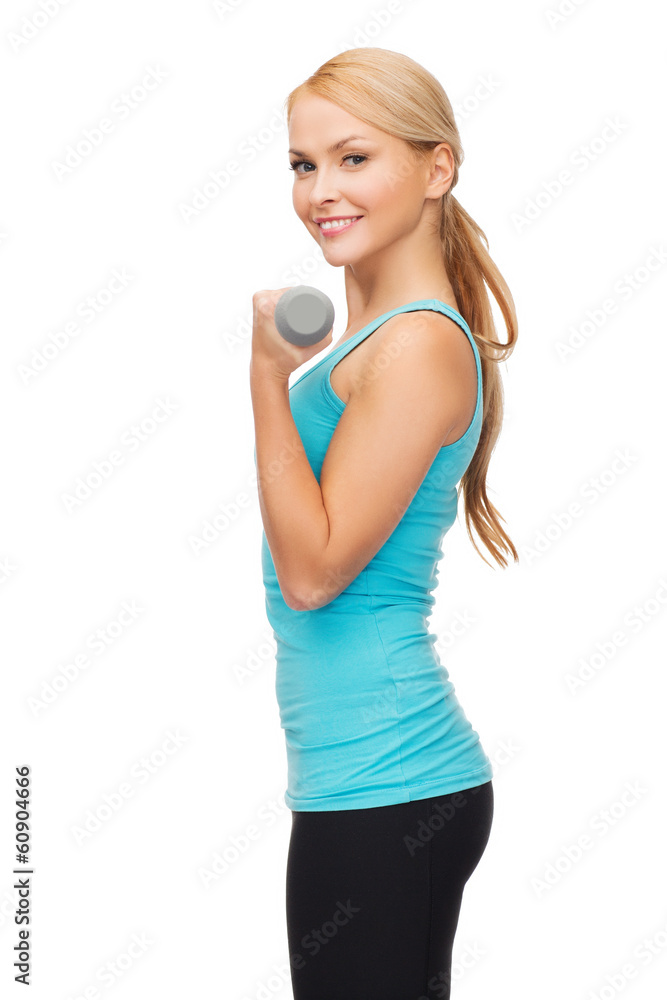 young sporty woman with light dumbbells young sporty woman with light dumbbells