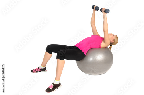 Dumbbell Chest Fly on Stability Fitness Ball Exercise photo