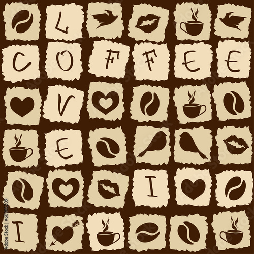 Seamless pattern of coffee puzzle