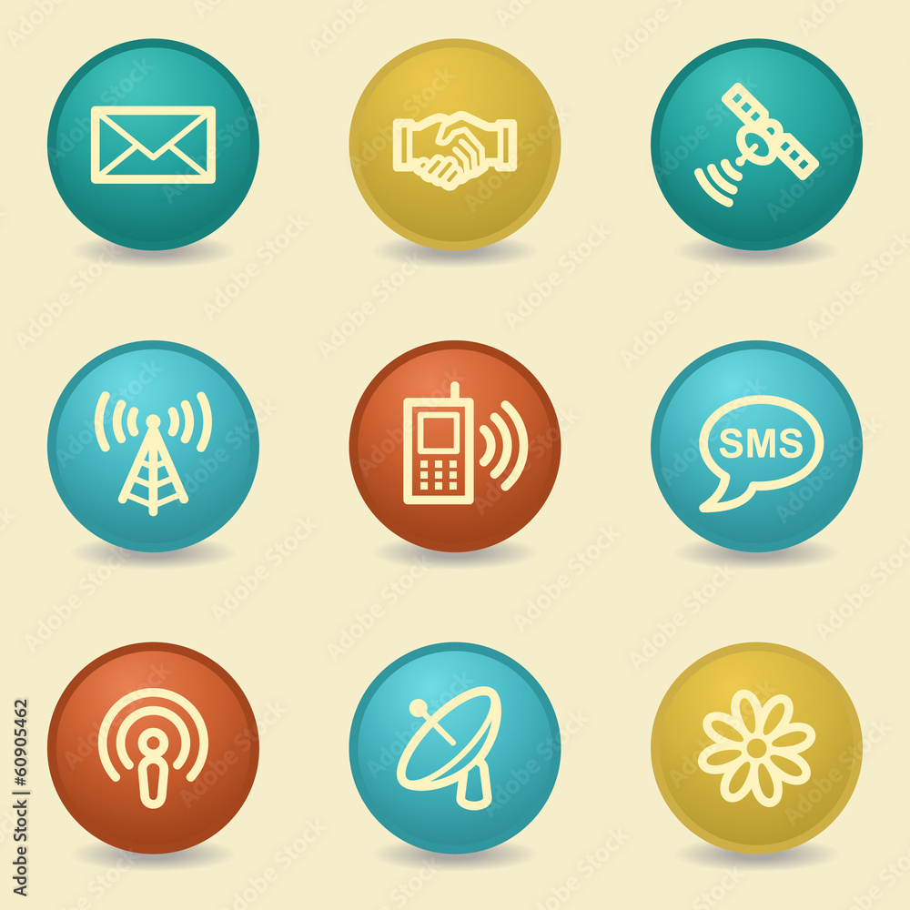 Communication web icons, retro buttons