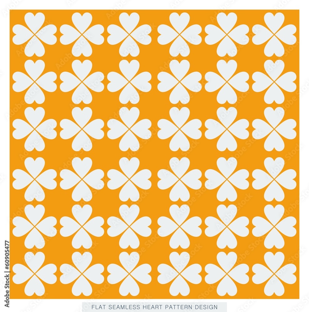 Orange flat seamless heart pattern design Orange flat seamless heart pattern design