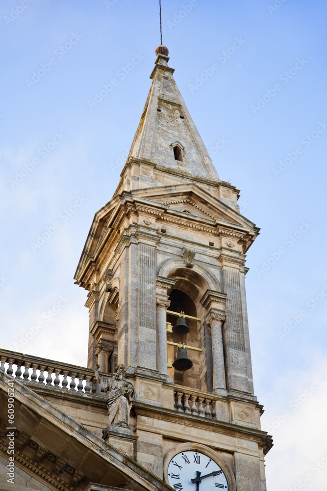 Low angle view of a bell tower of a cathedral