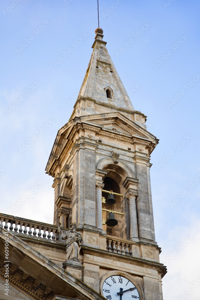 Low angle view of a bell tower of a cathedral Low angle view of a bell tower of a cathedral