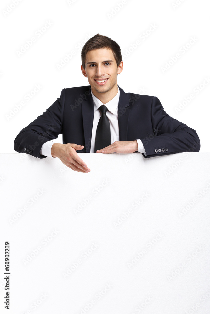 Manager pointing hand gestures at copyspace Manager pointing hand gestures at copyspace