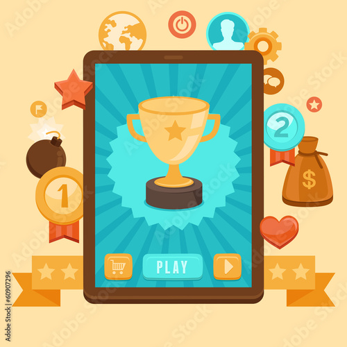 Vector gamification concept - achievement icons