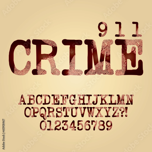 Abstract Criminal Alphabet and Digit Vector