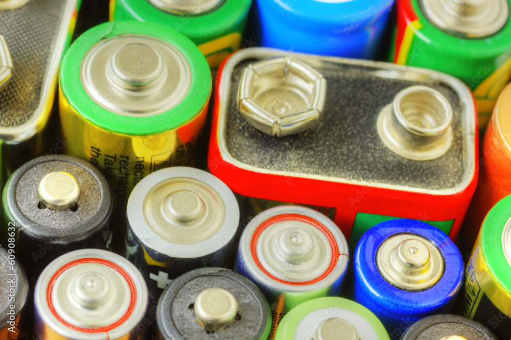 Collection of different batteries Collection of different batteries