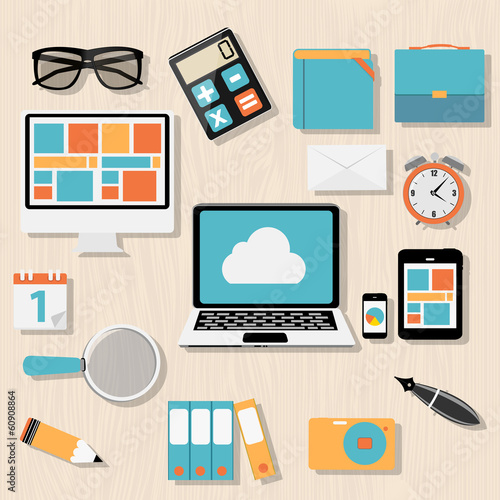 Modern Flat Icon Set for Web and Mobile Application in Stylish C