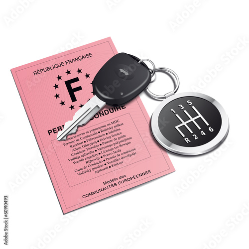 Permis de conduire avec porte-clé levier de vitesse