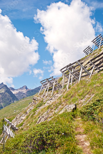 Lawinenverbauung in den schweizer Hochalpen photo