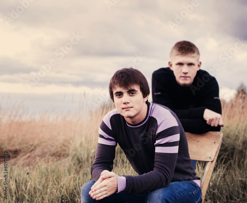 portrait of two young teenagers outdoor
