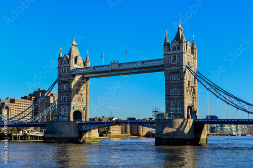 Tower Bridge in London crosses River Thames