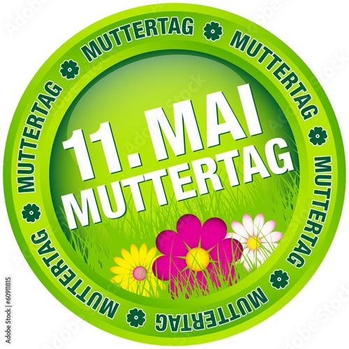 Button Blumen "11. Mai Muttertag" grün