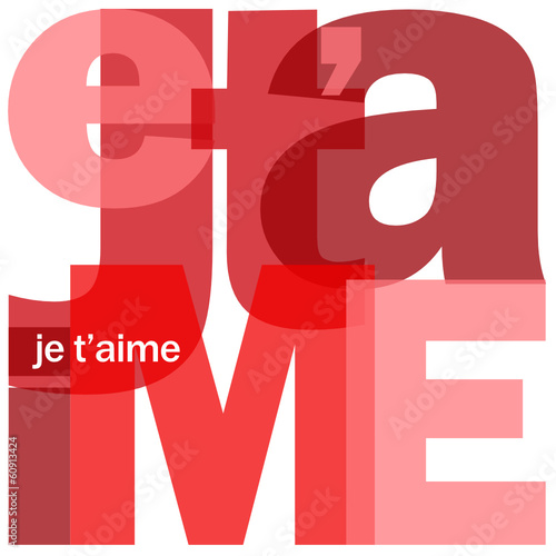 Mosaïque de Lettres JE T'AIME (carte saint valentin amour coeur)