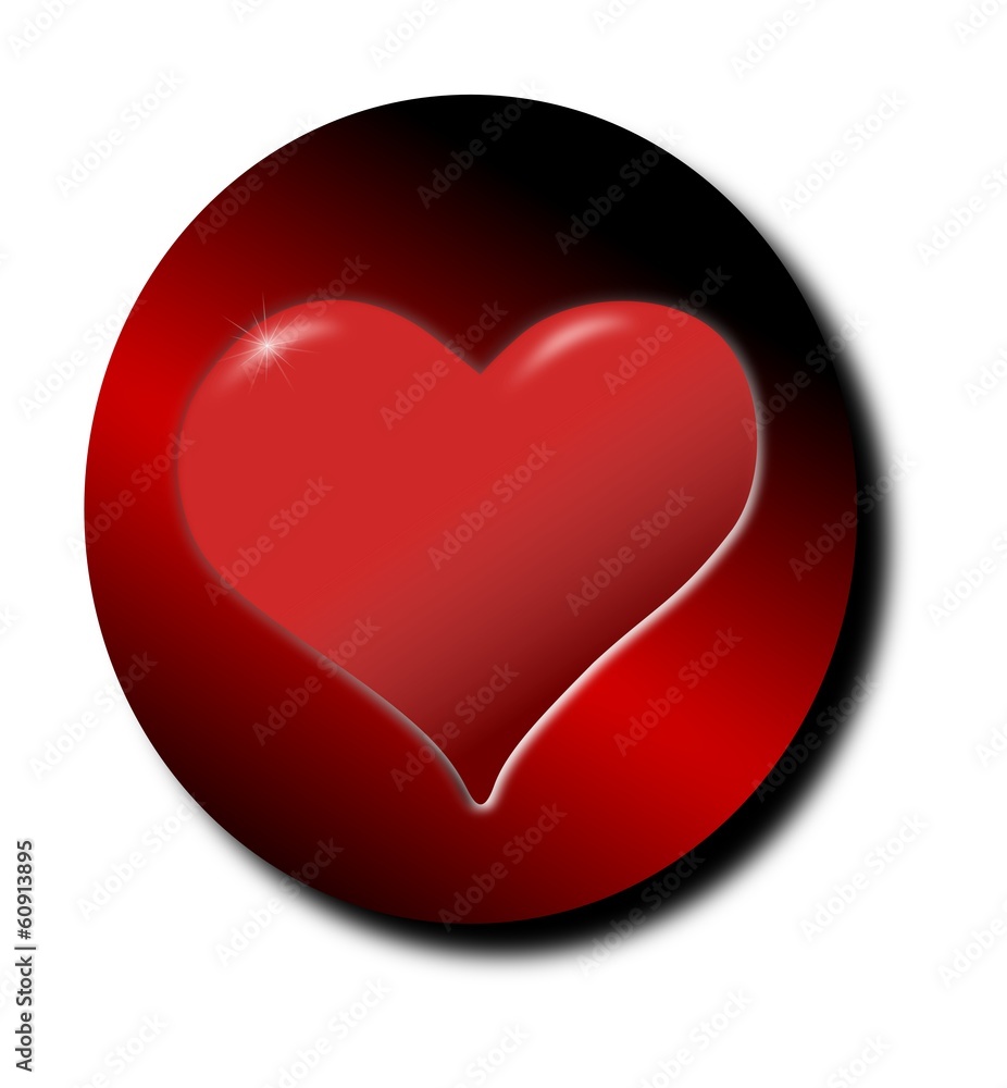 3D Red heart button isolated on a white background 3D Red heart button isolated on a white background