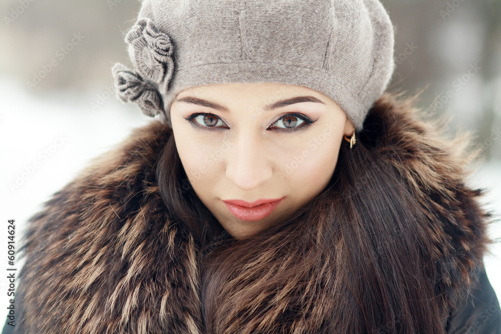 Sensual brunette in cold winter Sensual brunette in cold winter