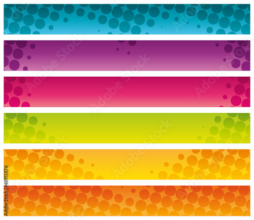 Colorful commercial website halftone banners.