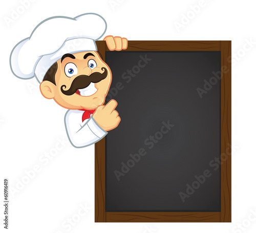 Chef Holding Wooden Menu Board