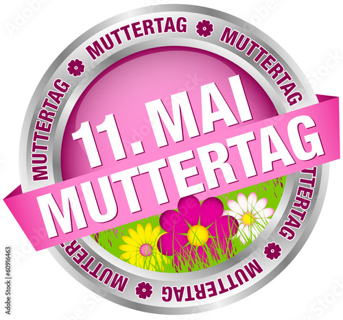 Button Banner Blumen "11. Mai Muttertag" pink/silber