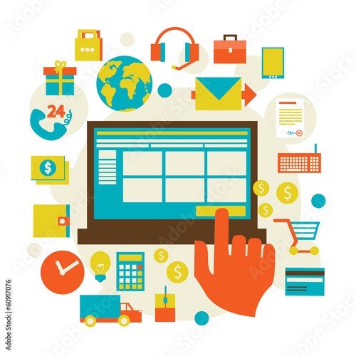 Electronic commerce and various shopping symbol
