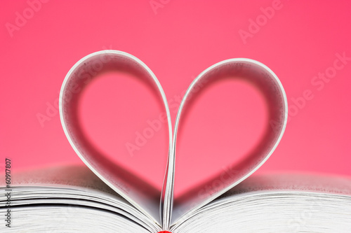 Pages curved into a heart shape