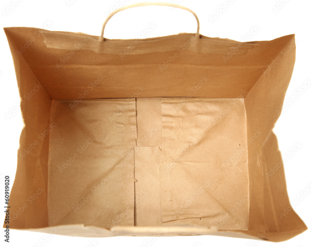 Empty Brown Paper Bag Top View Looking Inside Stock Photo Adobe Stock
