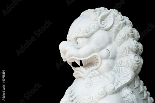 white lion head statue isolated