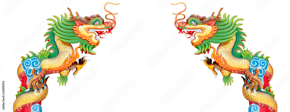 Chinese style dragon statue isolate with white background Chinese style dragon statue isolate with white background