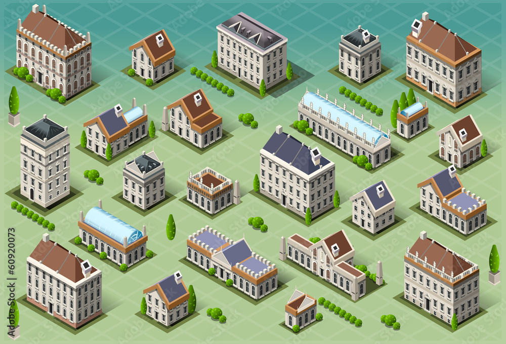 Isometric City Vector Building House Icon Map Vector Stock Vector ...