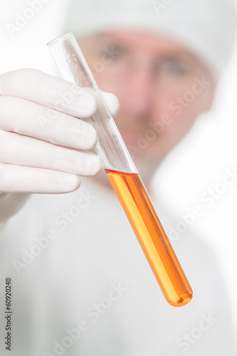 Researcher working with chemicals