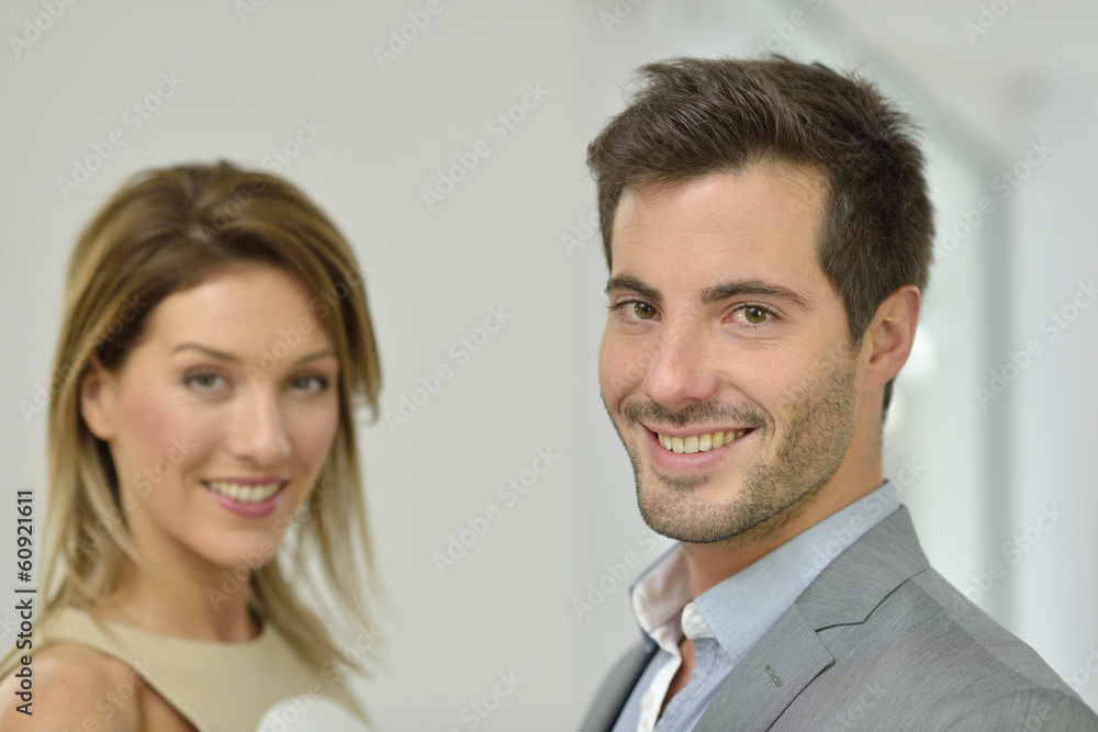 Portrait of cheerful business partners Portrait of cheerful business partners