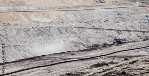 Coal mining in an open pit
