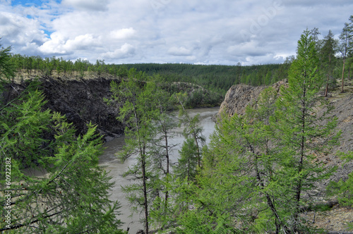 Canyon of the mountain river in Yakutia.