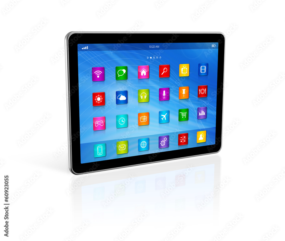 Digital Tablet Computer - apps icons interface Digital Tablet Computer - apps icons interface