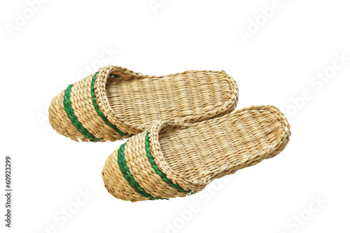 Slippers woven from straw.