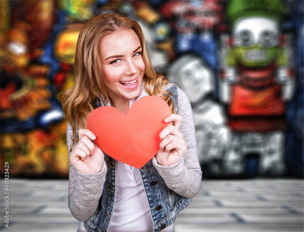 Happy teen girl in love