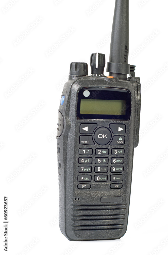 Black compact professional portable radio set. Black compact professional portable radio set.