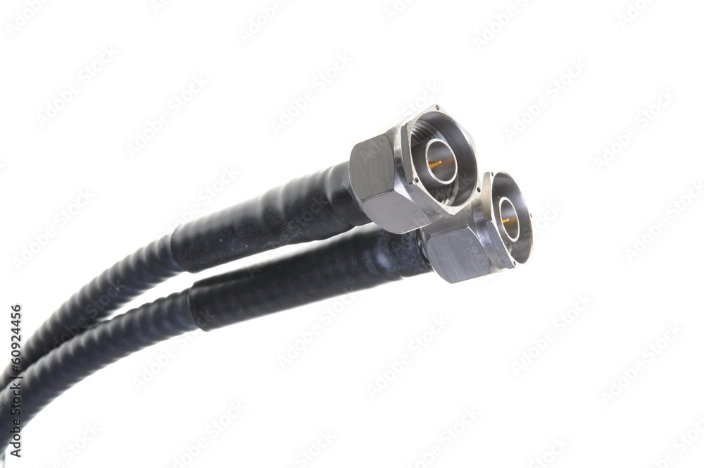 Coaxial connectors isolated on white background Coaxial connectors isolated on white background